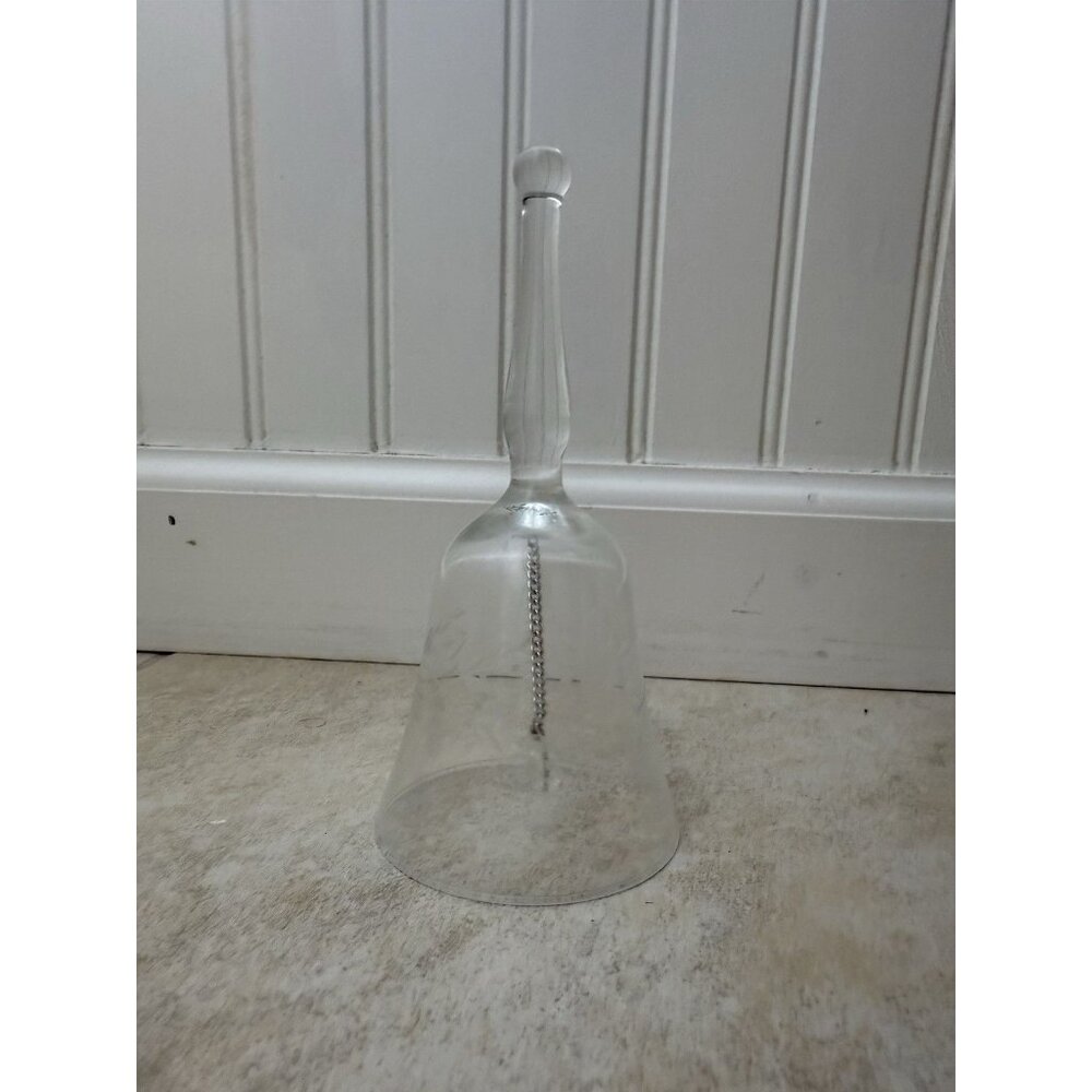 Vintage PRINCESS HOUSE Etched Clear Crystal Glass Bell 6"